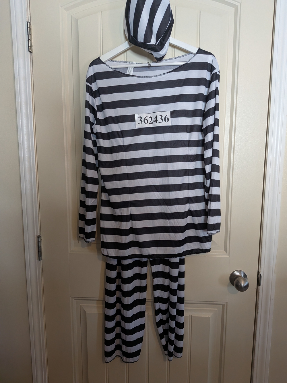 4/$45 - NWOT 3 Piece Set Black & White Striped Jailbird Costume